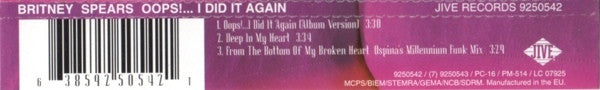 Britney Spears : Oops!...I Did It Again (CD, Single)