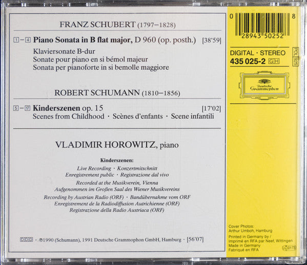 Vladimir Horowitz - Franz Schubert / Robert Schumann : Horowitz The Poet (CD, Album)
