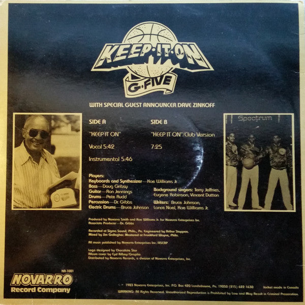 G-Five With Special Guest Announcer Dave Zinkoff : Keep It On (12")