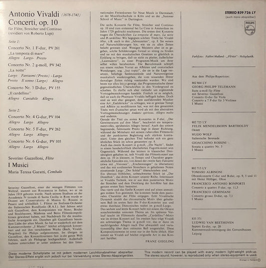 Antonio Vivaldi - I Musici, Severino Gazzelloni : Sämtliche Flötenkonzerte Op. 10 (LP)