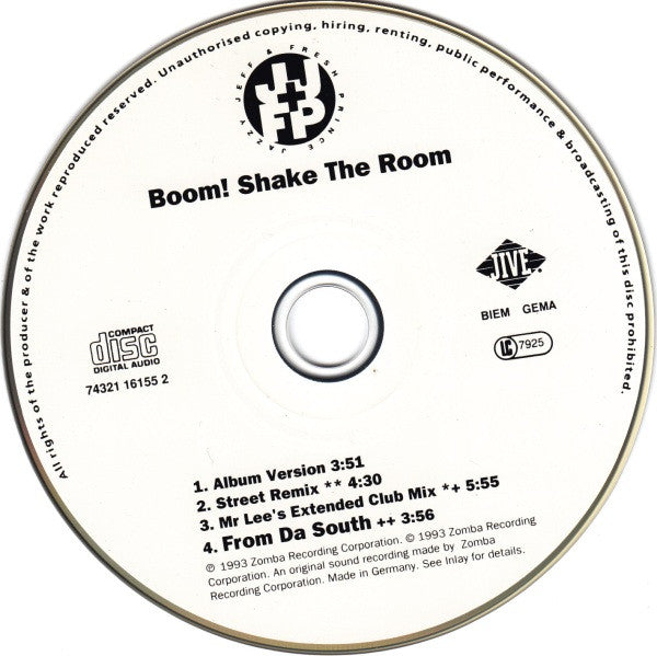DJ Jazzy Jeff & The Fresh Prince : Boom! Shake The Room (CD, Maxi)