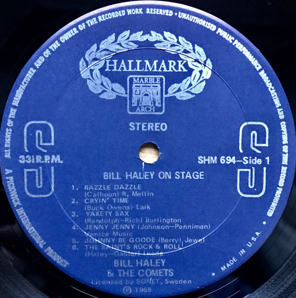 Bill Haley And His Comets : Bill Haley On Stage (LP, Album)