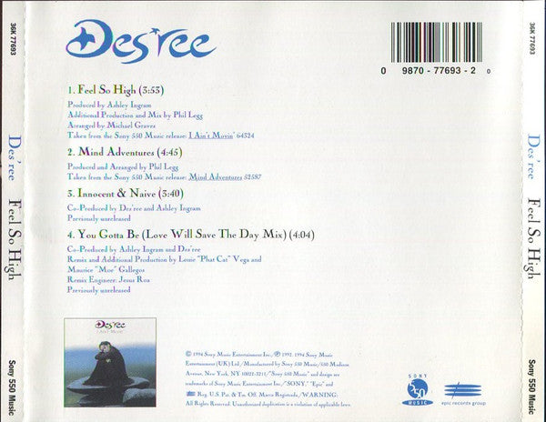 Des'ree : Feel So High (CD, Single)