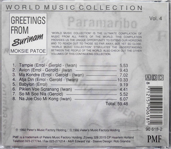 Moksie Patoe : Greetings From Surinam (CD, Album)