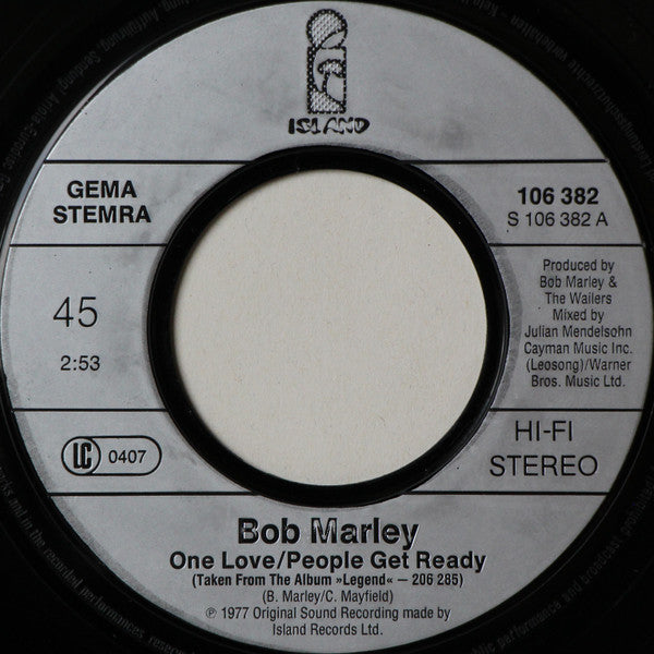 Bob Marley & The Wailers : One Love/People Get Ready (7", Single)