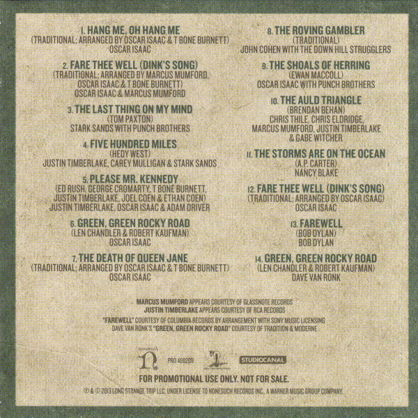 Various : Inside Llewyn Davis (Original Soundtrack Recording) (CD, Album, Promo)