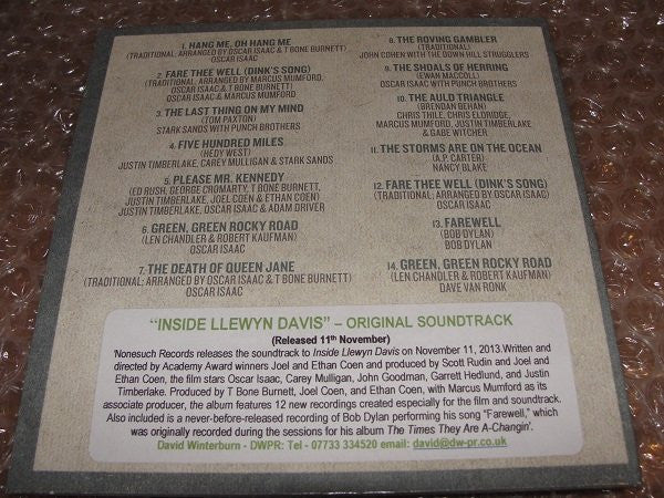 Various : Inside Llewyn Davis (Original Soundtrack Recording) (CD, Album, Promo)