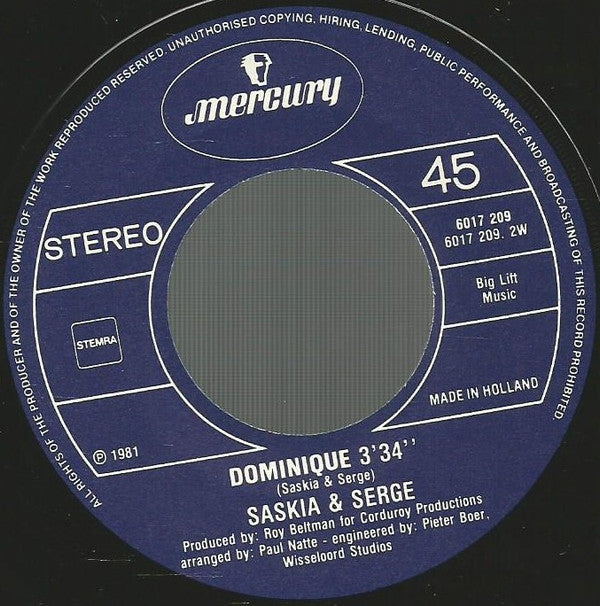 Saskia & Serge : Mama Mia / Dominique (7", Single)