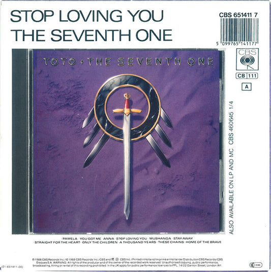 Toto : Stop Loving You (7", Single)
