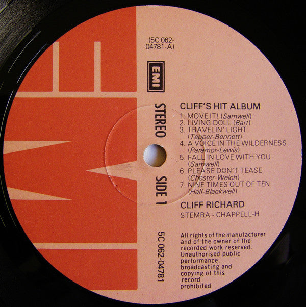 Cliff Richard : Cliff's Hit Album (LP, Comp)