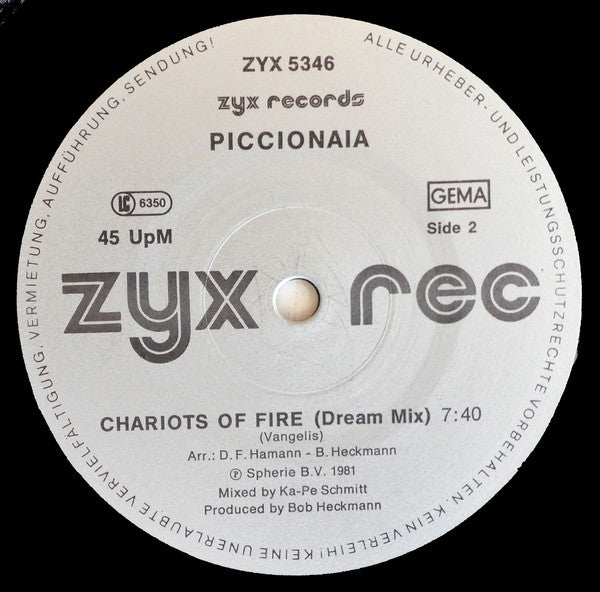 Piccionaia : Chariots Of Fire (12")