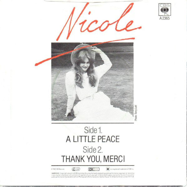 Nicole (2) : A Little Peace (7", Single, Inj)