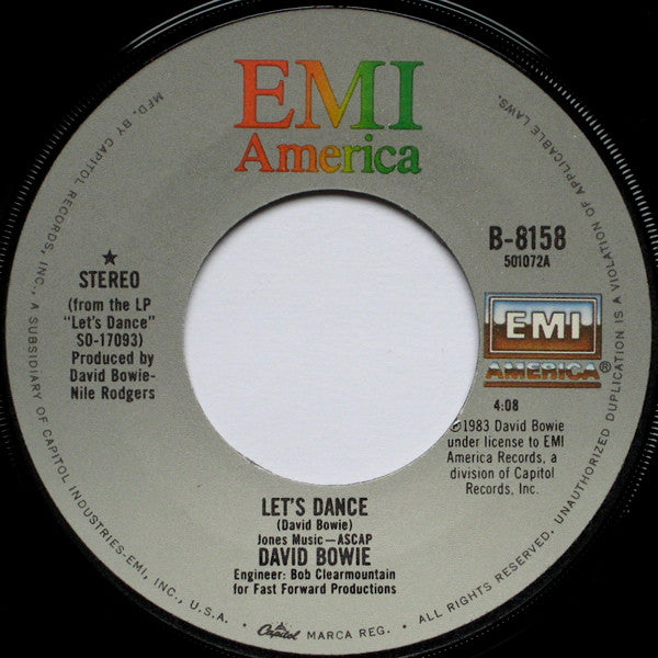 David Bowie : Let's Dance (7", Single, Win)