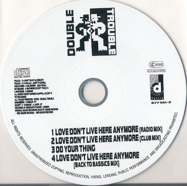 Double Trouble : Love Don't Live Here Anymore (CD, Maxi)