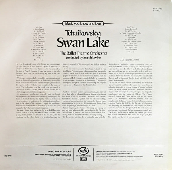 Pyotr Ilyich Tchaikovsky, Ballet Theatre Orchestra, Joseph Levine : Selections From Swan Lake (LP)