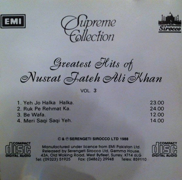 Nusrat Fateh Ali Khan : Greatest Hits Vol. 3 (CD)