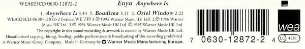 Enya : Anywhere Is (CD, Single)