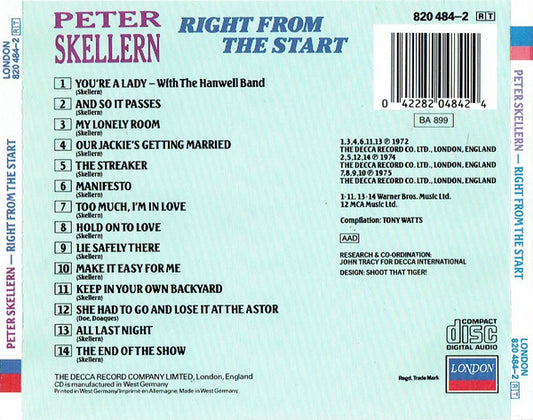 Peter Skellern : Right From The Start (CD, Comp, RE)