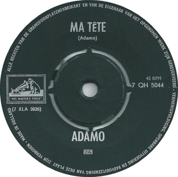 Adamo : Ballade À La Pluie / Ma Tête (7")