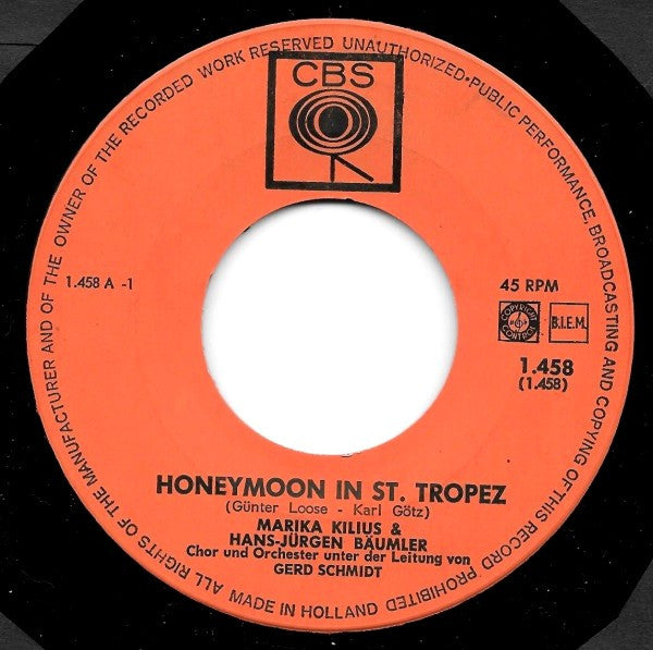 Marika Kilius & Hans-Jürgen Bäumler : Honeymoon In St. Tropez (7", Single)