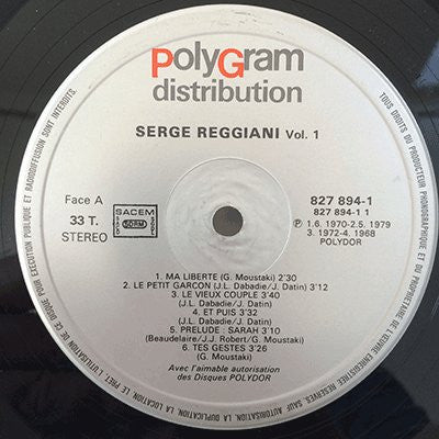 Serge Reggiani : Serge Reggiani Volume 1 (LP, Comp)