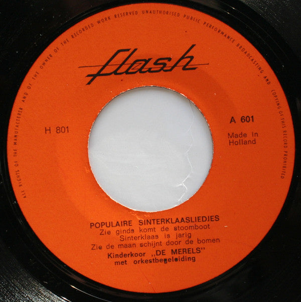 Kinderkoor "De Merels" : Populaire Sinterklaasliedjes (7", Single)