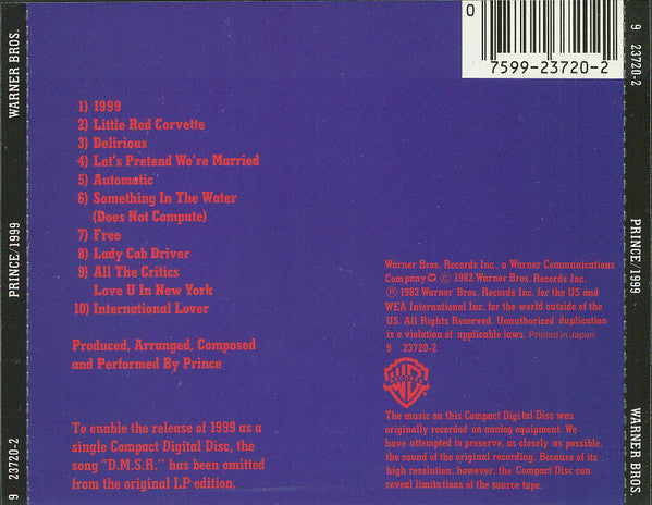 Prince : 1999 (CD, Album, RE, Tar)