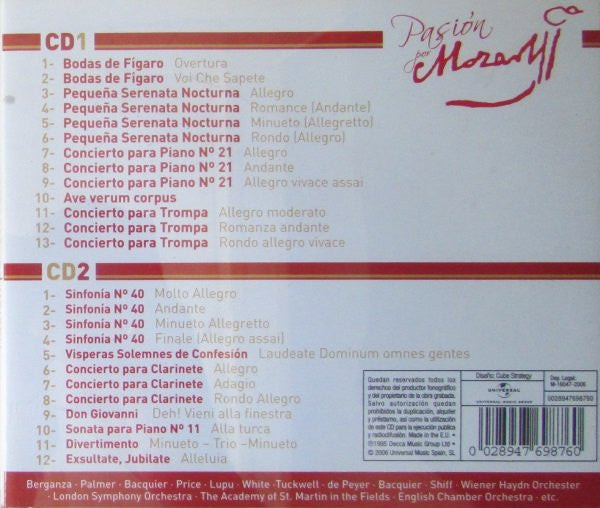 Wolfgang Amadeus Mozart : Pasión Por Mozart (2xCD, Comp, Set)