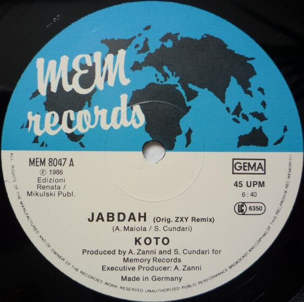 Koto : Jabdah (The Original ZYX Remix) (12", Maxi)