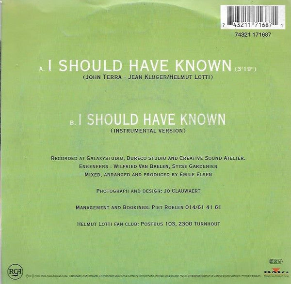 Helmut Lotti : I Should Have Known (7", Single)