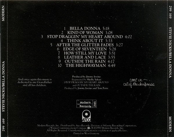 Stevie Nicks : Bella Donna (CD, Album, RE, Tar)