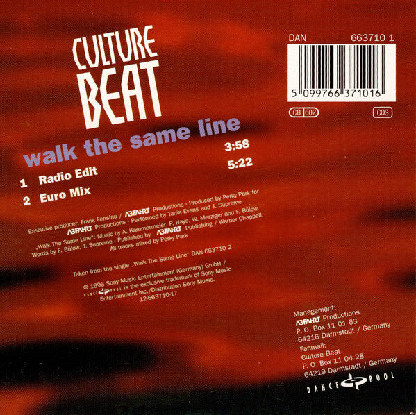 Culture Beat : Walk The Same Line (CD, Single)