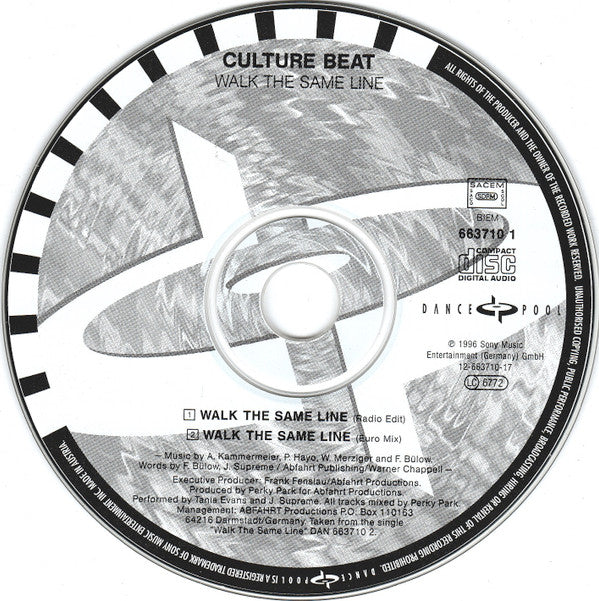 Culture Beat : Walk The Same Line (CD, Single)