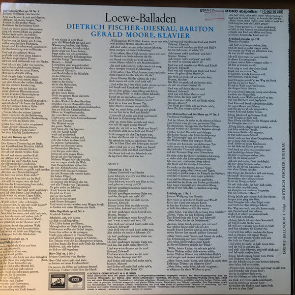 Carl Loewe - Dietrich Fischer-Dieskau • Gerald Moore : Loewe-Balladen, 1. Folge (LP, Album)