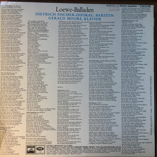 Carl Loewe - Dietrich Fischer-Dieskau • Gerald Moore : Loewe-Balladen, 1. Folge (LP, Album)