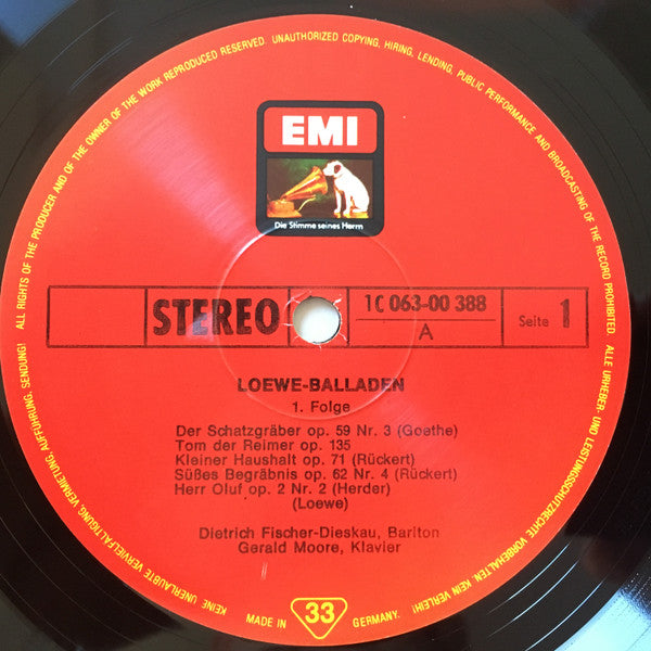 Carl Loewe - Dietrich Fischer-Dieskau • Gerald Moore : Loewe-Balladen, 1. Folge (LP, Album)