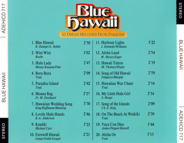 The Islanders (2) : Blue Hawaii. 20 Dream Melodies From Paradise (CD, Comp)