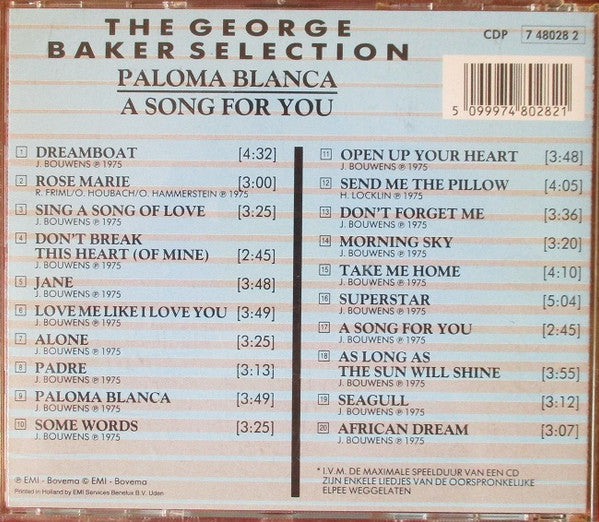 George Baker Selection : Paloma Blanca / A Song For You (CD, Comp)