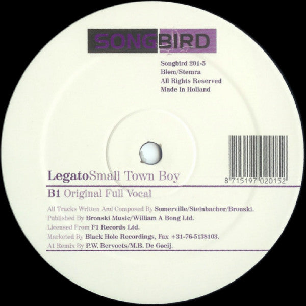 Legato : Small Town Boy (12")