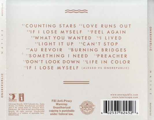 OneRepublic : Native (CD, Album, RE)