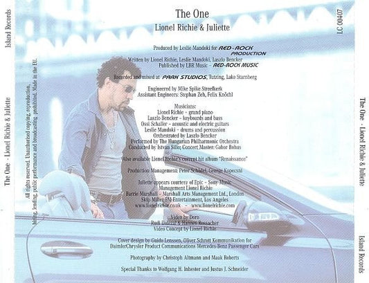 Lionel Richie & Juliette : The One (CD, Single, Promo)