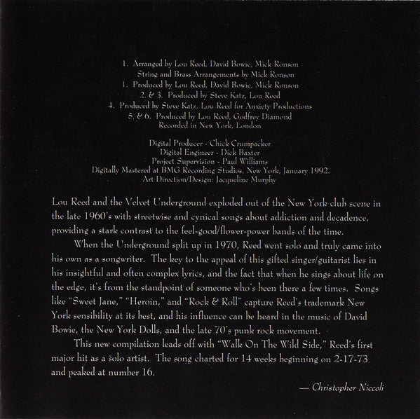 Lou Reed : Walk On The Wild Side & Other Hits (CD, Comp)