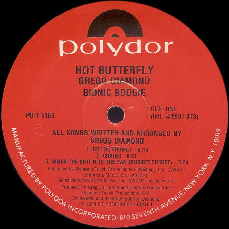Gregg Diamond, Bionic Boogie : Hot Butterfly (LP, Album, Mis)