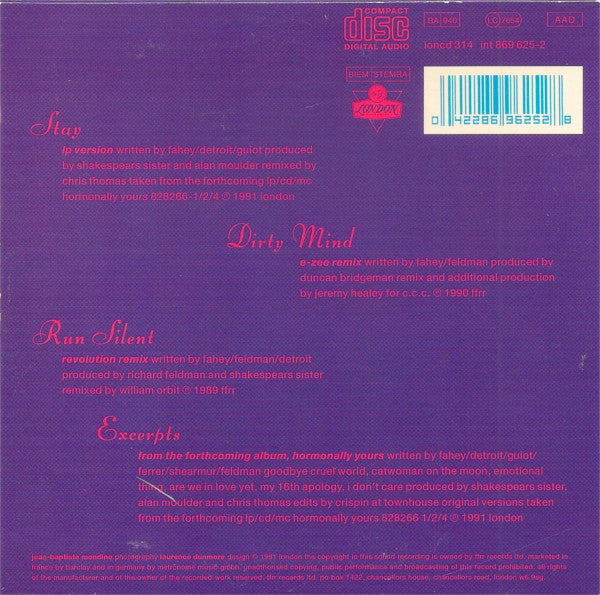 Shakespear's Sister : Stay (CD, Single, Ltd)