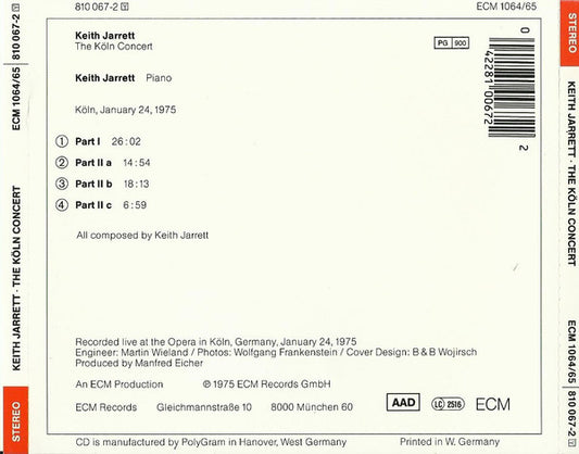 Keith Jarrett : The Köln Concert (CD, Album, RE, PDO)