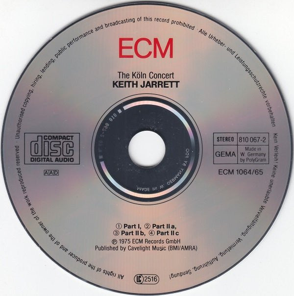 Keith Jarrett : The Köln Concert (CD, Album, RE, PDO)