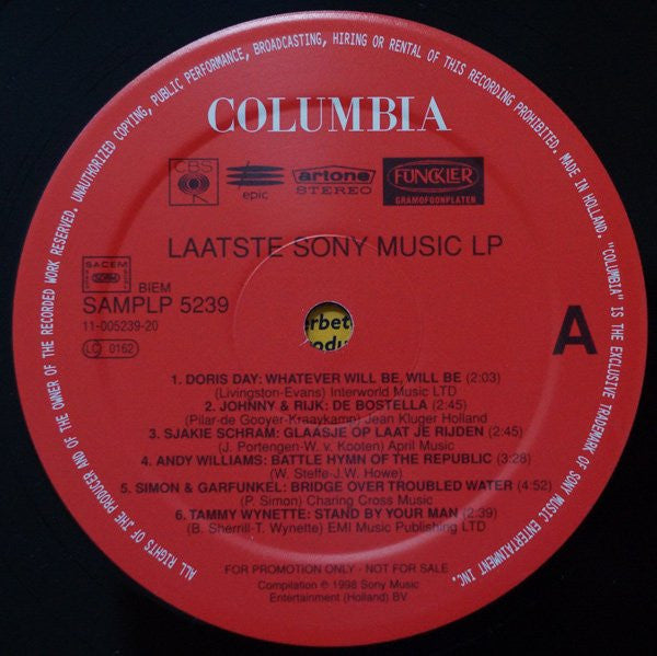 Various : Laatste Sony Music Elpee (LP, Comp, Promo)