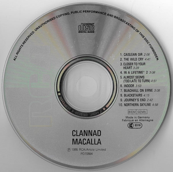 Clannad : Macalla (CD, Album)