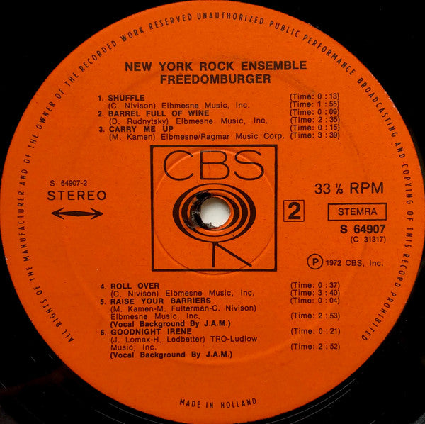 The New York Rock Ensemble : Freedomburger (LP, Album)