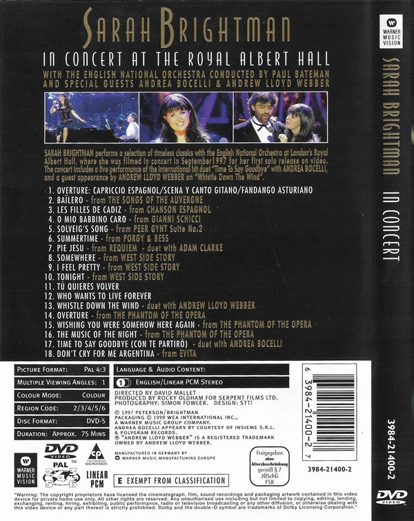 Sarah Brightman : In Concert (DVD-V, Album, PAL)